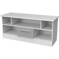 Ready Assembled Indices Open Tv Unit - Grey Gloss and White