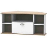 Welcome Furniture Ready Assembled Victoria Corner Tv Unit In White Ash & Oak