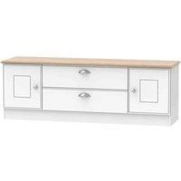 Welcome Furniture Ready Assembled Victoria 2 Door 2 Drawer Superwide Tv Unit In White Ash & Oak