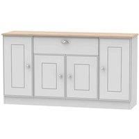 Welcome Furniture Ready Assembled Victoria 4 Door 1 Drawer Wide Unit In Grey Matt & Oak