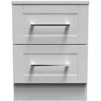 Welcome Furniture Ready Assembled York 2 Drawer Bedside Cabinet In Grey Ash