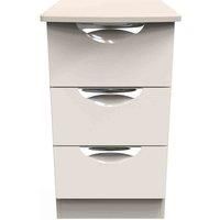 Portofino Kaschmir Gloss 3 Drawer Bedside Cabinet - Rechargeable