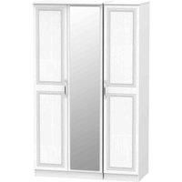 Ready Assembled Devon Triple Mirrored Wardrobe - White