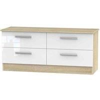 Ready Assembled Indices 4 Drawer Bed Box - White Gloss and Bardolino Oak