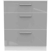 Welcome Furniture Ready Assembled Indices 3 Drawer Deep Chest - Grey Gloss and White