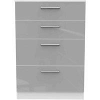 Welcome Furniture Ready Assembled Indices 4 Drawer Deep Chest - Grey Gloss and White