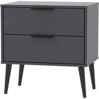 Hirato 2 Drawer Black Midi Chest With Black Wooden Legs