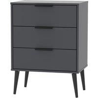 Hirato 3 Drawer Black Midi Chest With Black Wooden Legs