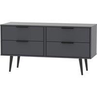 Hirato 4 Drawer Black Bed Box With Black Wooden Legs
