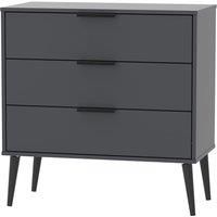Hirato 3 Drawer Black Chest With Black Wooden Legs