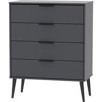 Hirato 4 Drawer Black Chest With Black Wooden Legs