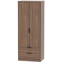 Ready Assembled Hirato Tall 2 Drawer Wardrobe - Carini Walnut