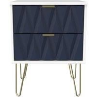 Copenhagen Ready Assembled Two Drawer Bedside Cabinet Blue