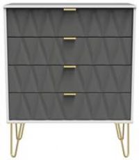 Copenhagen Ready Assembled Two Drawer Large Bedroom Cabinet Black and White