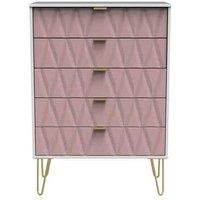 Ready Assembled Copenhagagen 5 Drawer Chest - Kobe Pink and White