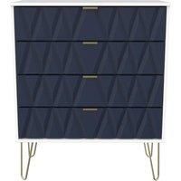 Copenhagen Ready Assembled Four Drawer Chest Blue and White