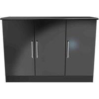 Welcome Furniture Ready Assembled Knightsbridge 3 Door Sideboard In Black Gloss