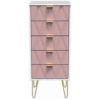 Ice 5 Drawer Bedside Table - Pink