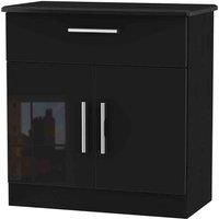 Welcome Furniture Ready Assembled Knightsbridge 1 Drawer 2 Door Sideboard In Black Gloss