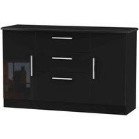 Welcome Furniture Ready Assembled Knightsbridge 2 Door 3 Drawer Sideboard In Black Gloss