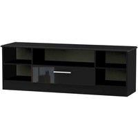 Welcome Furniture Ready Assembled Knightsbridge Wide 1 Drawer Tv & Media Unit In Black Gloss
