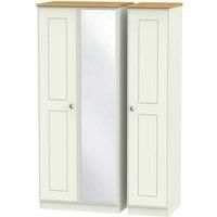 Ready Assembled Tilly Triple Mirror Wardrobe Cream