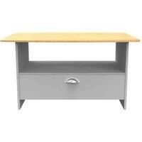 Ready Assembled Tilly Lamp Table With Drawer Grey Matt/Oak