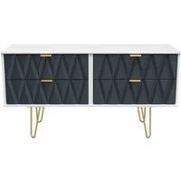 Welcome Furniture Ready Assembled Diamond 4 Drawer Bed Box In Indigo Matt & White