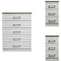 Swift Regent Ready Assembled 3 Piece Package  5 Drawer Chest And 2 Bedside Chests
