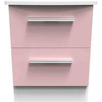 Welcome Furniture Ready Assembled Knightsbridge 2 Drawer Bedside Cabinet In Kobe Pink & White
