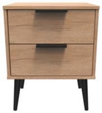 Hirato 2 Drawer Soft Oak Locker With Black Wooden Legs