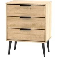Hirato 3 Drawer Sof Oak Midi Chest With Black Wooden Legs