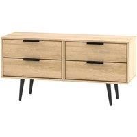 Hirato 4 Drawer Soft Oak Bed Box With Black Wooden Legs
