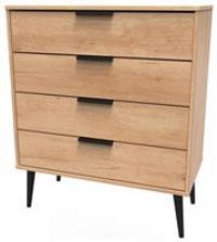 Hirato 4 Drawer Soft Oak Chest With Black Wooden Legs