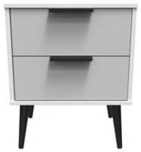 Hirato 2 Drawer Grey/White Locker With Black Wooden Legs