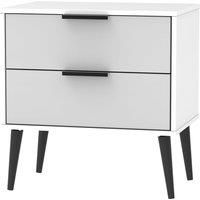 Hirato 2 Drawer Grey/White Midi Chest With Black Wooden Legs