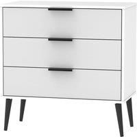 Hirato 3 Drawer Grey/White Chest With Black Wooden Legs