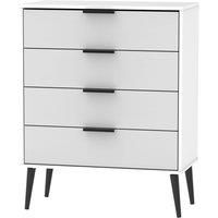 Hirato 4 Drawer Grey/White Chest With Black Wooden Legs