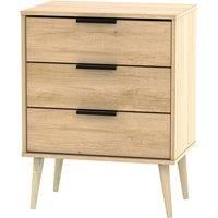 Hirato 3 Drawer Soft Oak Midi Chest With Black Hairpin Legs