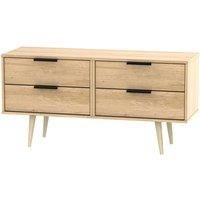 Hirato 4 Drawer Soft Oak Bed Box With Black Hairpin Legs