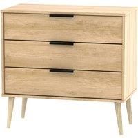 Hirato 3 Drawer Soft Oak Chest With Black Hairpin Legs