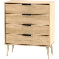 Hirato 4 Drawer Soft Oak Chest With Black Hairpin Legs