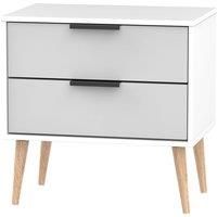 Hirato 2 Drawer Grey/White Midi Chest With Black Hairpin Legs