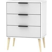Hirato 3 Drawer Grey/White Midi Chest With Black Hairpin Legs