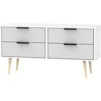 Hirato 4 Drawer Grey/White Bed Box With Black Hairpin Legs