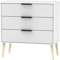 Hirato 3 Drawer Grey/White Chest With Black Hairpin Legs