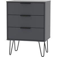 Hirato 3 Drawer Black Midi Chest With Black Hairpin Legs