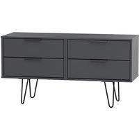 Hirato 4 Drawer Black Bed Box With Black Hairpin Legs