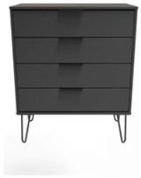 Hirato 4 Drawer Black Chest With Black Hairpin Legs