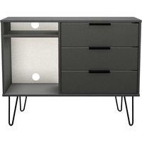 Hirato Ready Assembled 3 Drawer TV Unit Graphite Black Metal Hairpin Legs